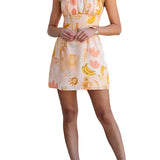 Square Neck Sleeveless Printed A-line Mini Dress
