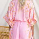 Short Sleeves Button Up Bow Waist Floral Print Romper