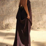 Sleeveless Open Back Solid Satin Maxi Dress