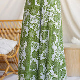 Elastic Waist Floral Print Pocketed Wide Leg Pants