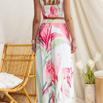 Sleeveless Crop Top High Rise Wide Leg Pants Printed Set