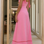 Bow Shoulder Sleeveless High Waist Maxi Dress