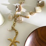 Colar elegante com pendente estrela-do-mar em pérolas