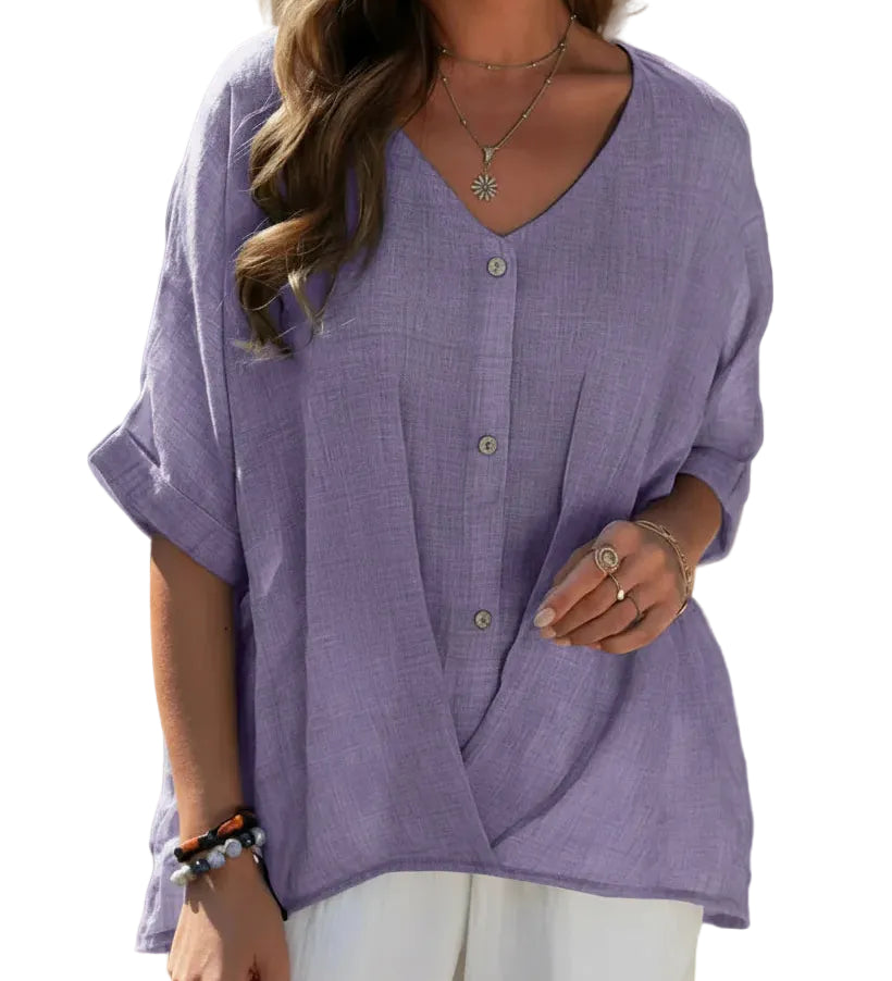 MIA™ – BLUSA CONFORTÁVEL COM DECOTE EM V