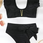 Em breve, partiremos para o Havai! Biquíni com folhos