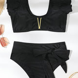 Em breve, partiremos para o Havai! Biquíni com folhos