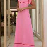 Bow Shoulder Sleeveless High Waist Maxi Dress