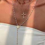 Fashionable Diamond Cross Chain Elegant Multi-layered Necklace