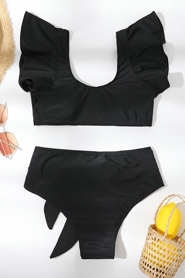 Em breve, partiremos para o Havai! Biquíni com folhos