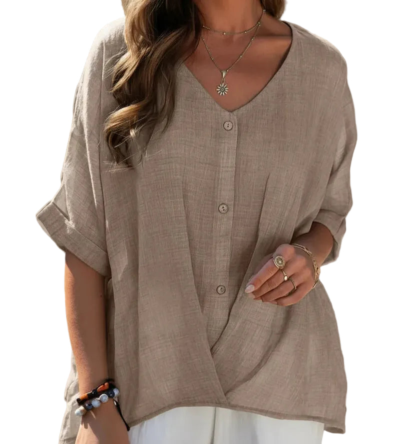 MIA™ – BLUSA CONFORTÁVEL COM DECOTE EM V