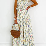 Frilled Tie Waist Print Swing Maxi Cami Holiday Dress