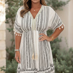 MAGDA - CASUAL PRINTED V-NECK DRESS