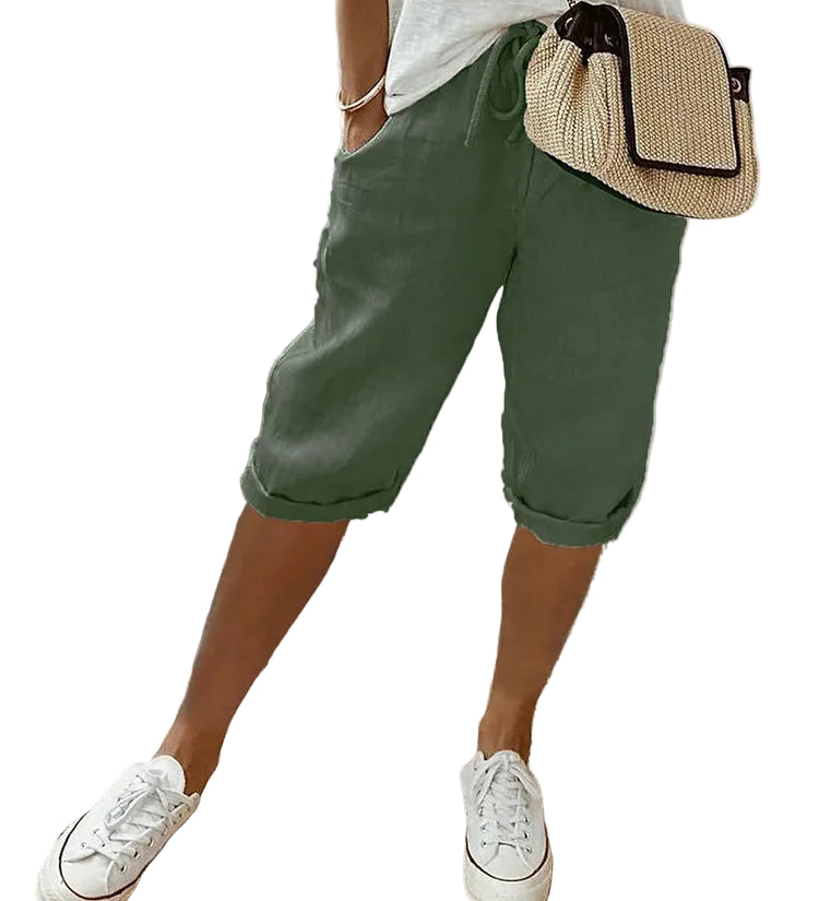 OLGA™ - CALÇA CAPRI CASUAL COM CINTURA AJUSTÁVEL