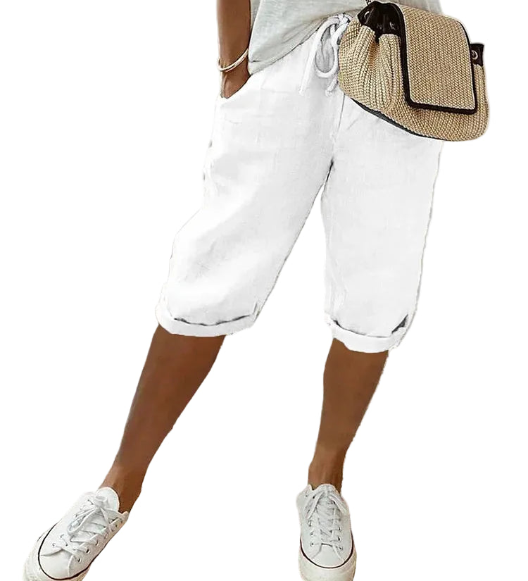 OLGA™ - CALÇA CAPRI CASUAL COM CINTURA AJUSTÁVEL