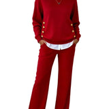 ELLA™ - CONJUNTO CONFORTÁVEL COM CAMISOLA DE MANGA COMPRIDA E CALÇAS