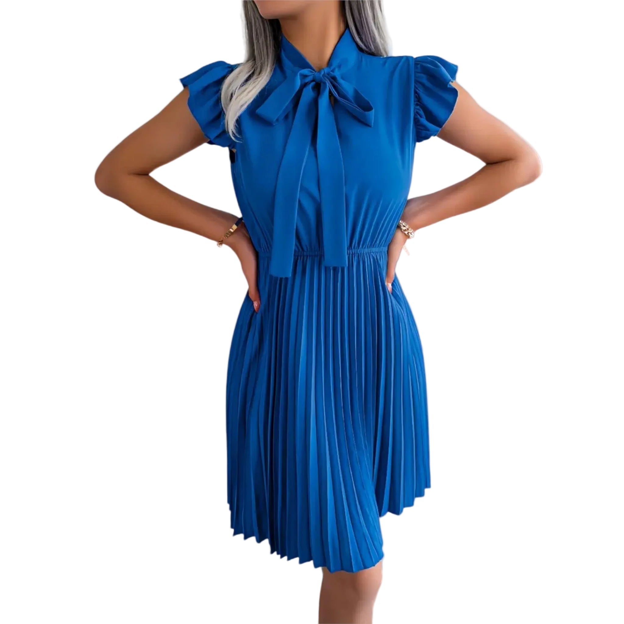 Θάλεια – Κομψό Πλισέ Φόρεμα με Δέσιμο στον Λαιμό
