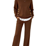 ELLA™ - CONJUNTO CONFORTÁVEL COM CAMISOLA DE MANGA COMPRIDA E CALÇAS