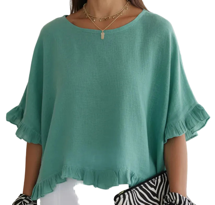 VALERIA™ - BLUSA COM FOLHO NA MANGA