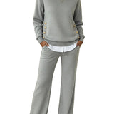 ELLA™ - CONJUNTO CONFORTÁVEL COM CAMISOLA DE MANGA COMPRIDA E CALÇAS