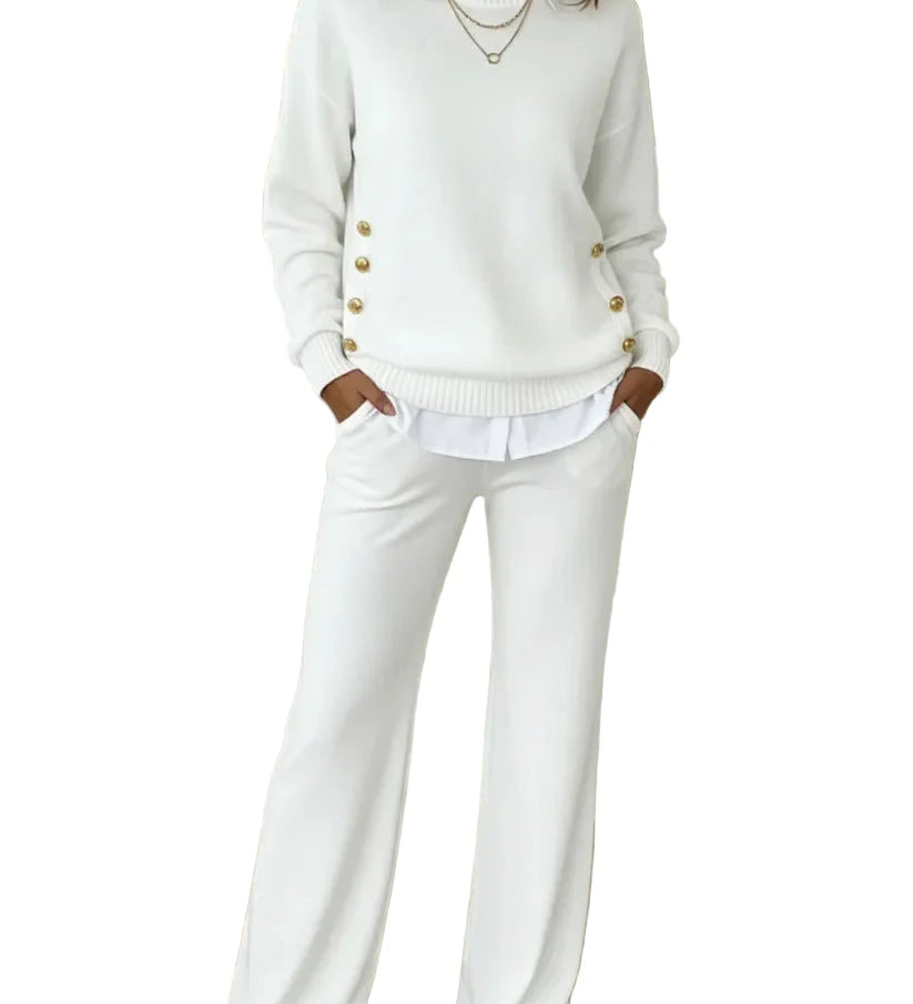 ELLA™ - CONJUNTO CONFORTÁVEL COM CAMISOLA DE MANGA COMPRIDA E CALÇAS