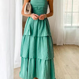 Sleeveless Ruched Tiered Maxi Dress