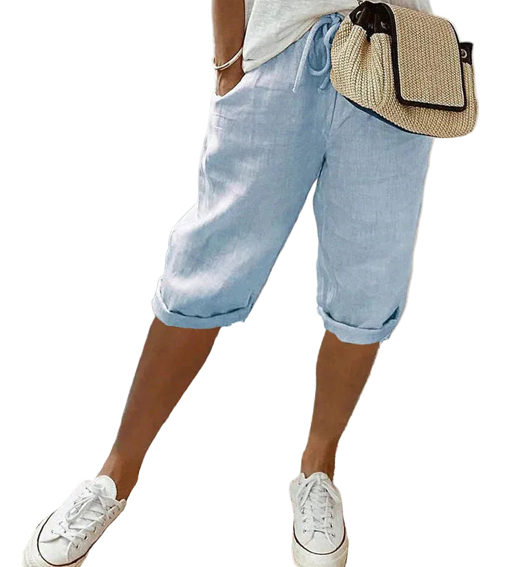 OLGA™ - CALÇA CAPRI CASUAL COM CINTURA AJUSTÁVEL